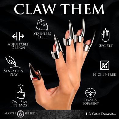Набор колец с когтями Master Series Five-Piece Sensation Claw Rings Silver (5 шт) картинка