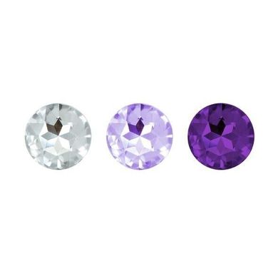 Набір анальних пробок з кристалом Rianne S: Booty Plug Set Purple (діаметр 2,7 см, 3,5 см, 4,1 см) зображення