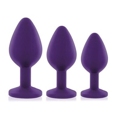 Набор анальных пробок с кристаллом Rianne S: Booty Plug Set Purple (диаметр 2,7 см, 3,5 см, 4,1 см) картинка