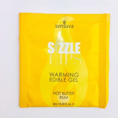 Пробник съедобного согревающего массажного геля Sensuva Sizzle Lips Butter Rum, ром (6 мл) картинка