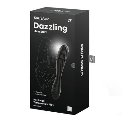 Скляний дилдо двосторонній Satisfyer Dazzling Crystal 1 Black (діаметр 3,6 см) зображення