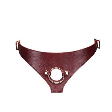 Кожаные трусики для страпона Liebe Seele Wine Red Strap on Harness картинка