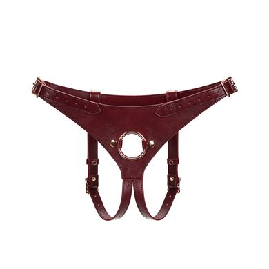 Кожаные трусики для страпона Liebe Seele Wine Red Strap on Harness картинка