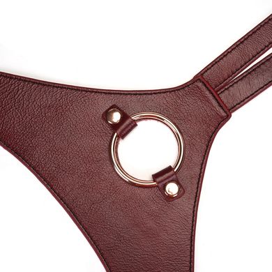 Шкіряні трусики для страпона Liebe Seele Wine Red Strap on Harness зображення