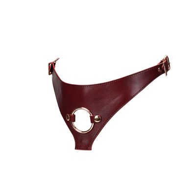 Кожаные трусики для страпона Liebe Seele Wine Red Strap on Harness картинка