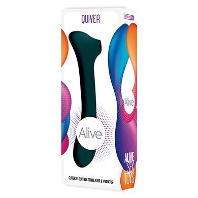 Вібратор та вакуумний стимулятор 2-в-1 Alive Quiver Teal, оновлена модель (діаметр 3,7 см) зображення