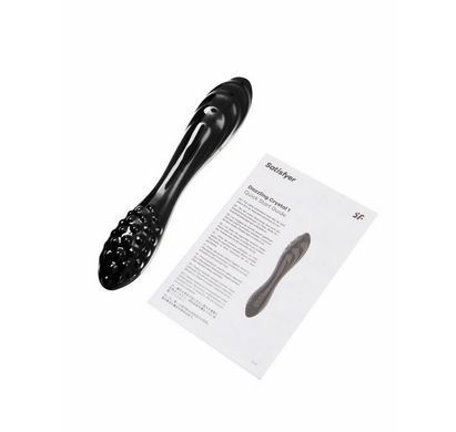 Скляний дилдо двосторонній Satisfyer Dazzling Crystal 1 Black (діаметр 3,6 см) зображення