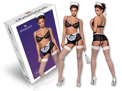 Ролевой костюм горничной Obsessive Maidme set 5-pcs, размер L/XL картинка