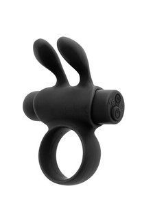 Ерекційне віброкільце зі знімною віброкулею та вушками S Pleasures Premium Rabbit Ring Black зображення