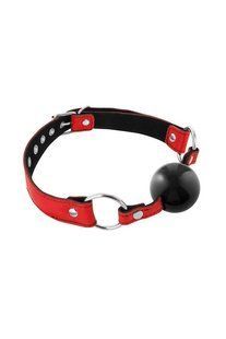 Кляп з силіконовою кулькою Fetish Tentation Premium Leather gag with silicone ball Red зображення