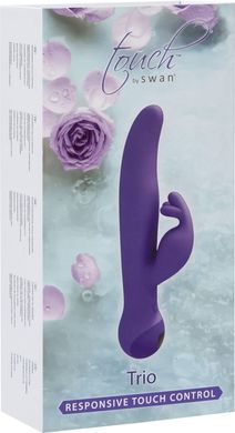 Вибратор-кролик с сенсорным управлением и ротацией Touch by SWAN Trio Purple (диаметр 3,8 см) картинка