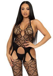 Бодістокінг в сердечко з відкритим доступом Leg Avenue Net suspender bodystocking Black O/S зображення