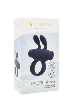 Ерекційне віброкільце зі знімною віброкулею та вушками S Pleasures Premium Rabbit Ring Black зображення