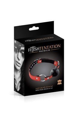 Кляп з силіконовою кулькою Fetish Tentation Premium Leather gag with silicone ball Red зображення
