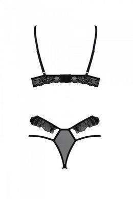 Комплект с полуоткрытой грудью Passion DOLLY SET WITH OPEN BRA black, размер S/M картинка