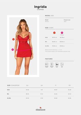 Сексуальный пеньюар + трусики Obsessive Ingridia chemise & thong, размер XL/2XL картинка