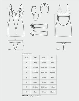 Рольовий костюм медсестри Obsessive Medica dress 5 pcs costume, розмір S/M зображення