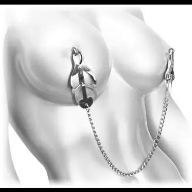 Зажимы для сосков с цепочкой Feral Feelings Clover nipple clamps, серебристый/белый картинка