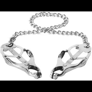 Затискачі для сосків з ланцюжком Feral Feelings Clover nipple clamps, сріблястий/білий зображення