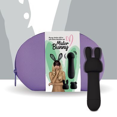 Мини-вибратор с двумя насадками FeelzToys Mister Bunny Black (работает от батарейки) картинка