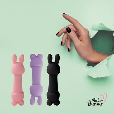 Мини-вибратор с двумя насадками FeelzToys Mister Bunny Black (работает от батарейки) картинка