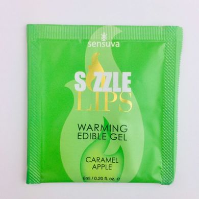 Пробник съедобного согревающего массажного геля Sensuva Sizzle Lips Caramel Apple, яблочная карамель (6 мл) картинка