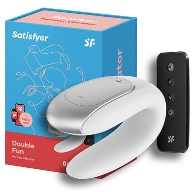 Смарт-вібратор для пар з пультом ДУ Satisfyer Double Fun White (ширина 3 см) зображення