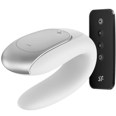 Смарт-вібратор для пар з пультом ДУ Satisfyer Double Fun White (ширина 3 см) зображення