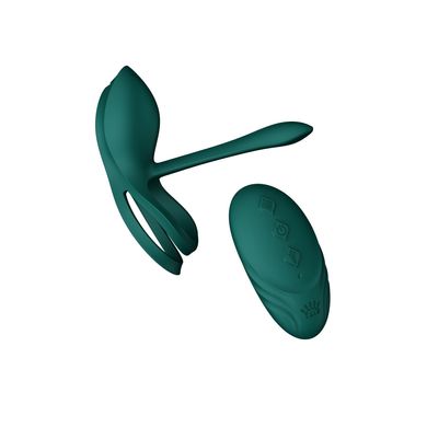 Подвійне смарт ерекційне кільце з частиною, що вводиться, і пультом Zalo BAYEK Turquoise Green зображення