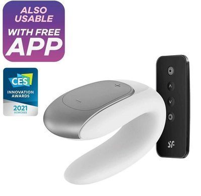 Смарт-вібратор для пар з пультом ДУ Satisfyer Double Fun White (ширина 3 см) зображення