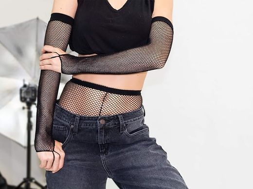 Митенки длинные Leg Avenue Fishnet Arm Warmers black картинка