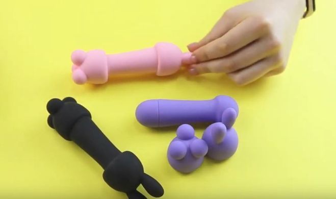 Мини-вибратор с двумя насадками FeelzToys Mister Bunny Black (работает от батарейки) картинка