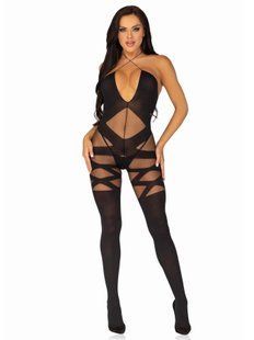 Бодістокінг з відкритим доступом Leg Avenue Illusion halter bodystocking Black O/S зображення