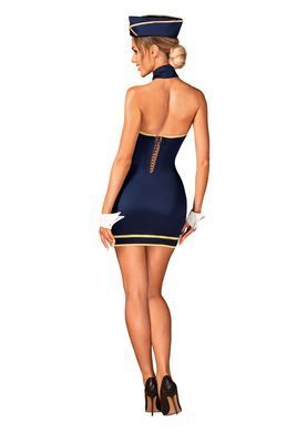 Эротический костюм стюардессы: платье, манжеты, шарф, пилотка Obsessive Stewardess uniform, размер M/L картинка