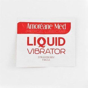 Пробник лубриканту з ефектом вібрації Amoreane Med Liquid Vibrator Strawberry Полуниця (2 мл) зображення
