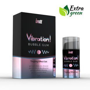 Жидкий вибратор усиленный со вкусом жвачки Intt Vibration Bubble Gum EXTRA GREEN (15 мл) картинка