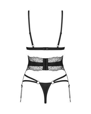Сексуальный комплект с подвязками для чулок Obsessive Lobellis 3-pcs set, размер XS/S картинка