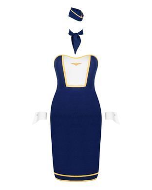 Эротический костюм стюардессы: платье, манжеты, шарф, пилотка Obsessive Stewardess uniform, размер M/L картинка