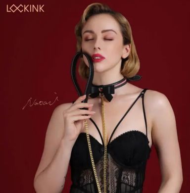 Поводок с ошейником LOCKINK SEVANDA Love Heart Butterfly Leather Collar Set Black картинка