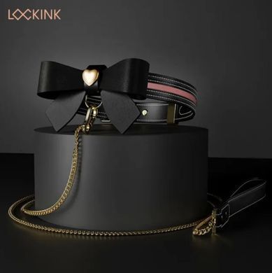 Поводок с ошейником LOCKINK SEVANDA Love Heart Butterfly Leather Collar Set Black картинка