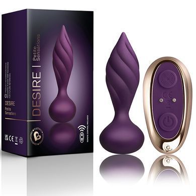 Анальна вібропробка з пультом ДК Rocks Off Petite Sensations Desire Purple (діаметр 2,8 см) зображення