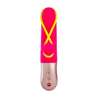 Мінівібратор-кролик зі знімною стимулювальною стрічкою Fun Factory AMORINO pink/neon yellow (діаметр 3,2 см) зображення