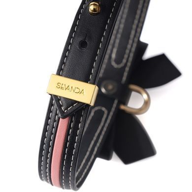 Поводок с ошейником LOCKINK SEVANDA Love Heart Butterfly Leather Collar Set Black картинка