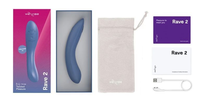Смарт-вибратор для точки G We-Vibe Rave 2 Twisted Pleasure Blue (диаметр 3,1 см) картинка
