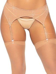 Пояс для панчіх зі стразами Leg Avenue Rhinestone garterbelt Nude One Size зображення
