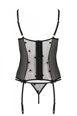 Корсет с подвязками + стринги Passion LOVELIA CORSET black, размер S/M картинка