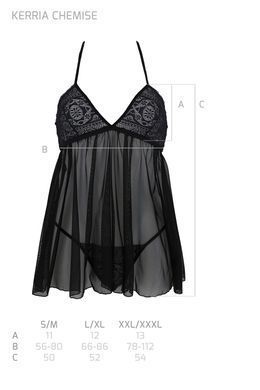 Очаровательная рубашка + трусики Passion ECO KERRIA CHEMISE black, размер L/XL картинка