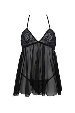 Очаровательная рубашка + трусики Passion ECO KERRIA CHEMISE black, размер L/XL картинка