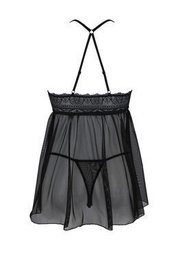 Очаровательная рубашка + трусики Passion ECO KERRIA CHEMISE black, размер L/XL картинка