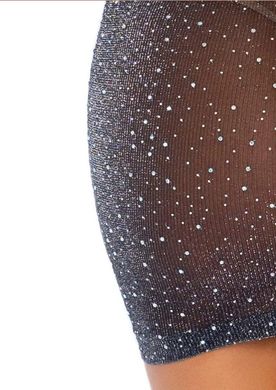 Коротка прозора сукня з люрексом та стразами Leg Avenue Shimmer Sheer rhinestone tube dress OS Black/Silver зображення